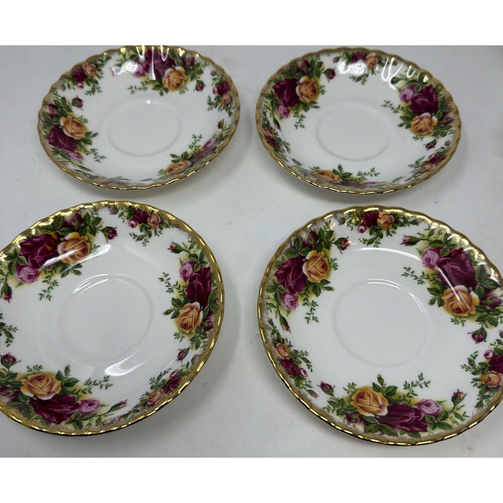 Vintage Royal Albert Old Country Roses 5.5" Bone China Saucer Set Of 4